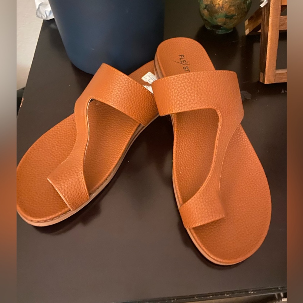 Flex Step Tan Slide Sandals